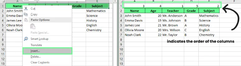 Eine Zeile einfügen und Anordnungsreihenfolge vor dem Sortieren in Excel angeben. 6