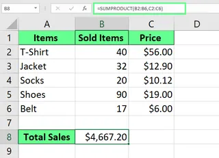 使用SUMPRODUCT函数进行相乘与求和 使用SUMPRODUCT函数进行相乘与求和