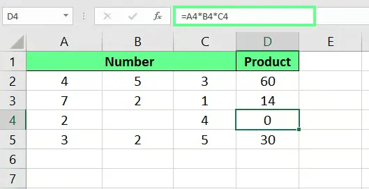 Mehrere Spalten in Excel multiplizieren. 5