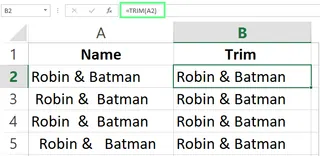 使用TRIM函数清除Excel中的所有空格 2