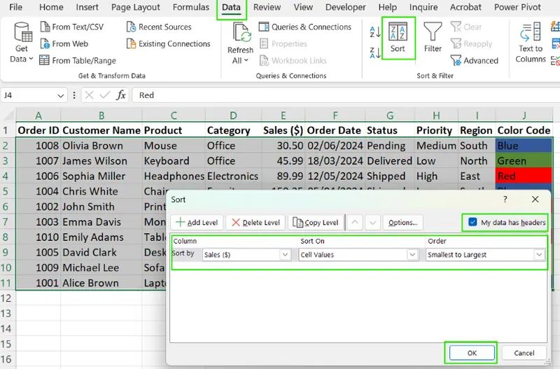 Excel按列排序步骤3 Excel按列排序步骤3