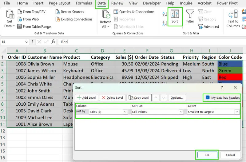 Excel数字排序步骤5 Excel数字排序步骤5
