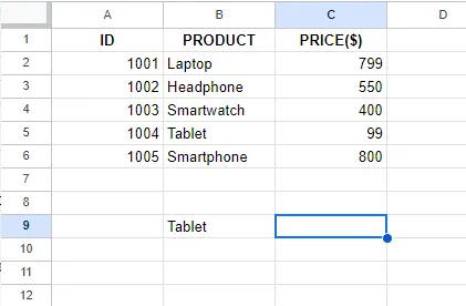 Enter the value to find the price of it 2
