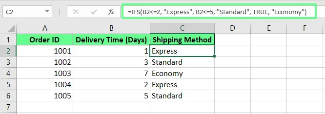 Behandeln Sie den #NV-Fehler mit der finalen SONST-Bedingung in der Excel WENNS-Funktion. 3