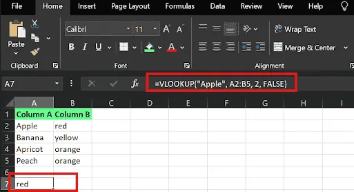 VLOOKUP example 2