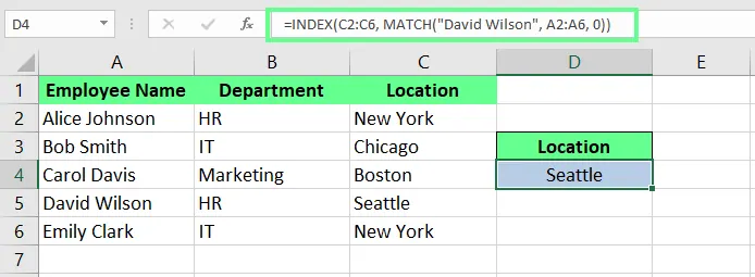 Kombinieren von INDEX- und VERGLEICH-Funktionen in Excel. 1