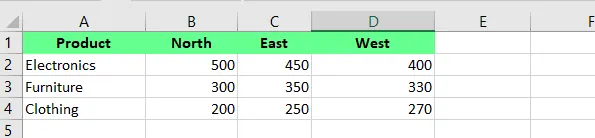 Beispieldatensatz in Excel. 6