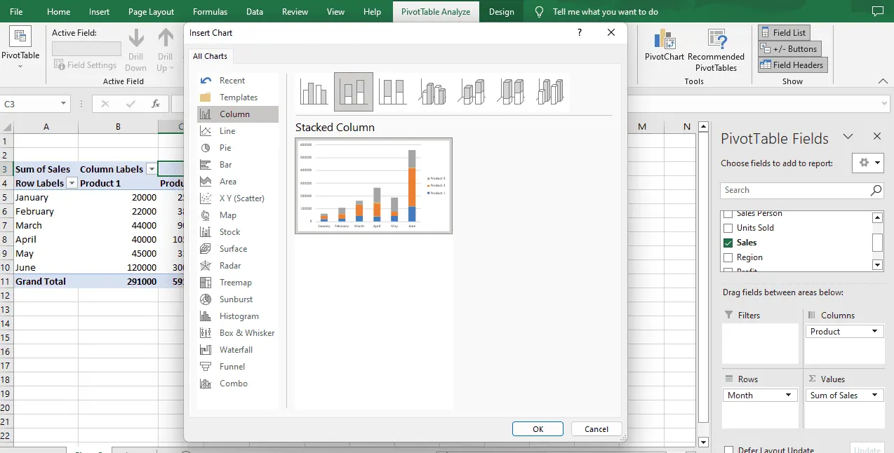 Excel 中设置格式后的图表结果