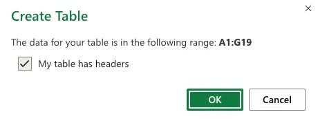 带标题和筛选器的 Excel 表格