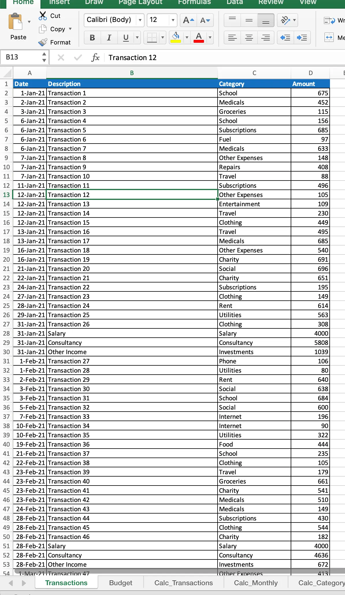 Client Financial Data.xlsx 的 Transactions 工作表