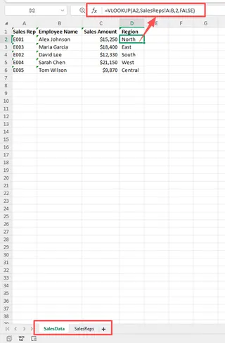 A diagram showing how VLOOKUP works in Excel
