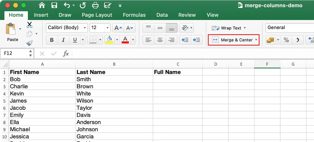 避免对数据列使用“合并后居中”