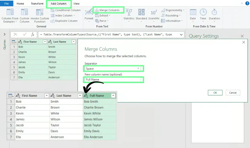 Zwei Spalten mit Power Query in Excel zusammenführen. 6