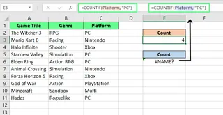 错误命名区域导致Excel出现#NAME?错误