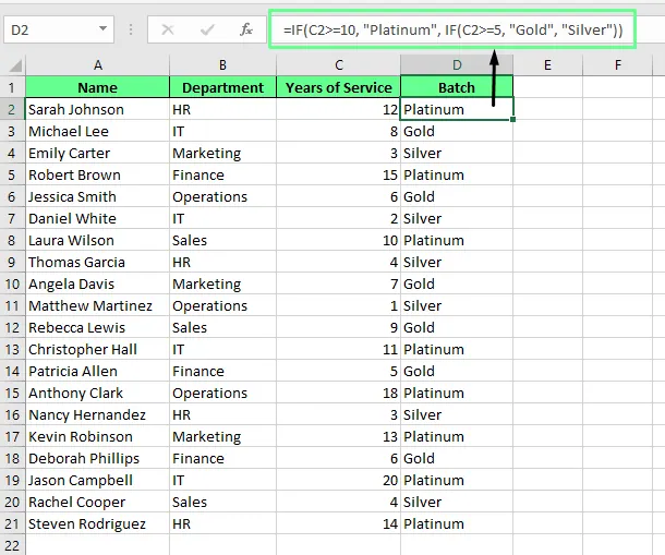 Verwendung von verschachtelter WENN in Excel. 1