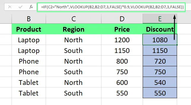 Kombination von WENN mit SVERWEIS in Excel. 6