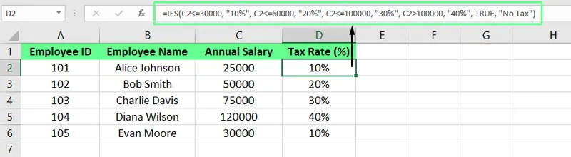 在Excel中使用IFs公式替代嵌套IF示例8