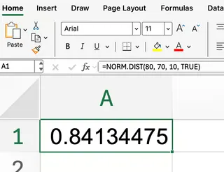 Excel NORM.DIST()函数基础示例1