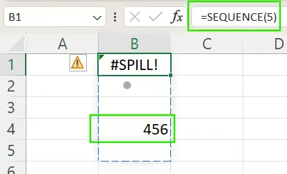 Blockierter Spill-Bereich in Excel 3