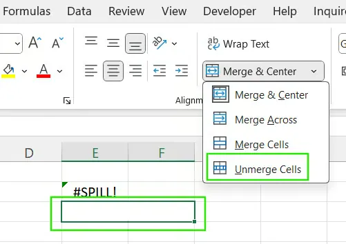 Zellenverbund in Excel aufheben 7