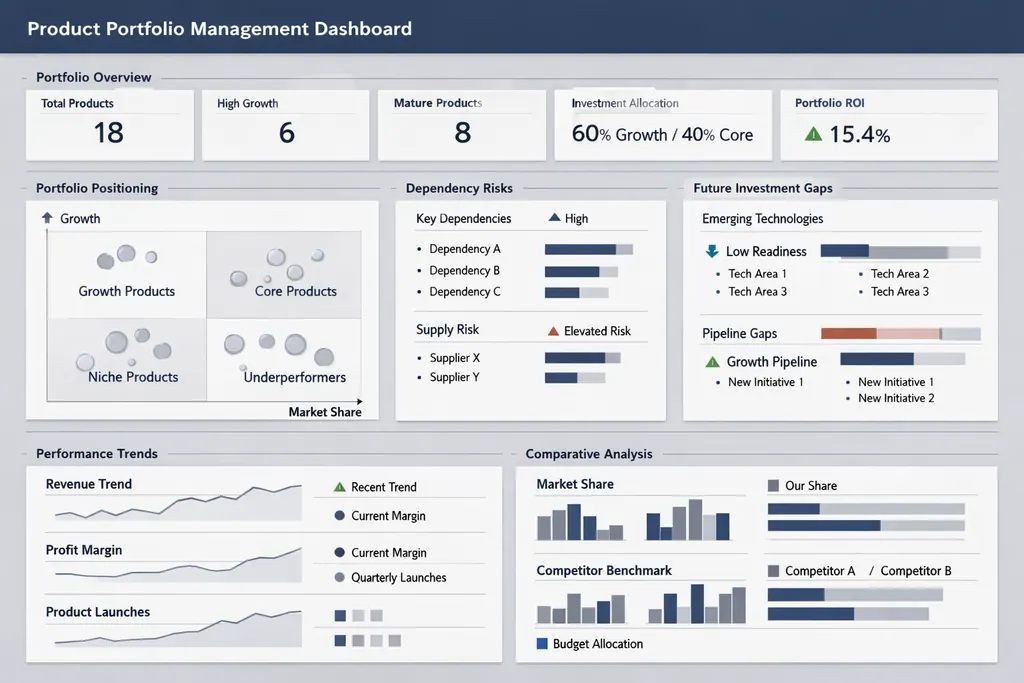 Product portfolio management dashboard