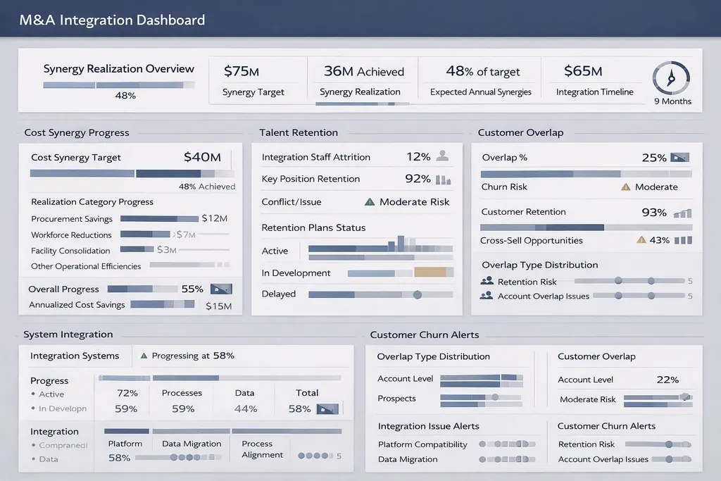 M&A integration dashboard