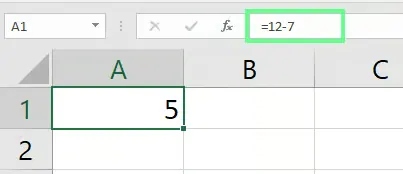 Zahlen in Excel mit dem Minuszeichen subtrahieren. 1