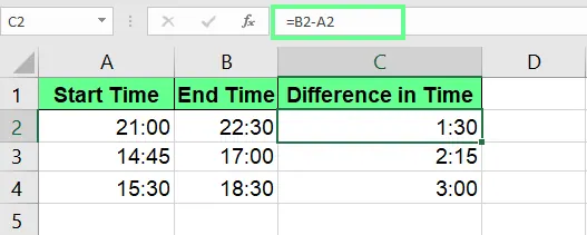 Zeit in Excel subtrahieren. 10