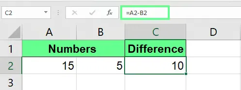 Zelle in Excel subtrahieren. 2