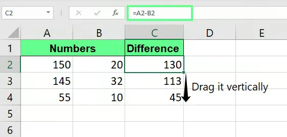 Mehrere Zellen in Excel subtrahieren. 4