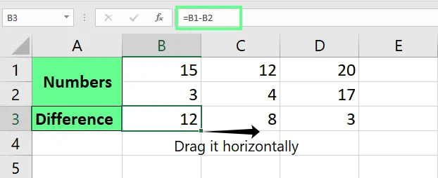 Mehrere Zeilen in Excel subtrahieren. 6