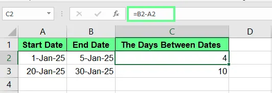 Daten in Excel subtrahieren. 9
