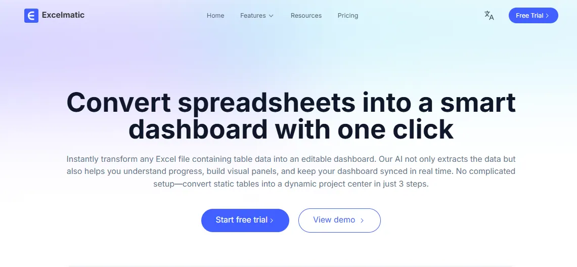 Excelmatic: Verwandeln Sie Tabellen mit einem Klick in ein Smartdashboard