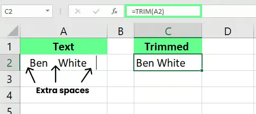 Verwendung der TRIM-Funktion in Excel. 1