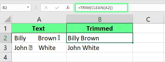 Entfernen nicht druckbarer Zeichen mit den TRIM- und CLEAN-Funktionen in Excel. 6