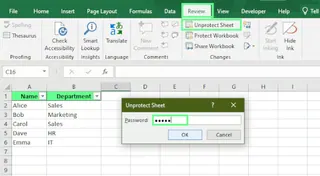 取消保护工作表并取消隐藏 Excel 中的行。 9