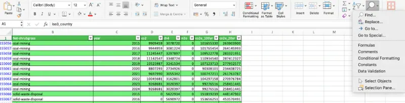 unhidding first olumn with go to comand 6