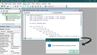 在Excel中使用VBA宏取消工作表保护。 2