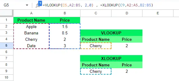 VLOOKUP benötigt einen einzelnen Datenbereich und einen Spaltenindex, während XLOOKUP separate Arrays für Such- und Rückgabewerte erlaubt. 3