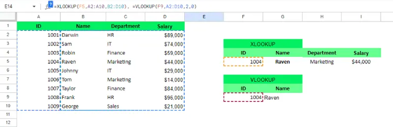 XLOOKUP 检索多列，而 VLOOKUP 只能获取单列 7