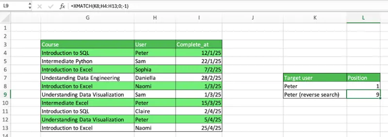 使用 XMATCH 进行反向搜索 4