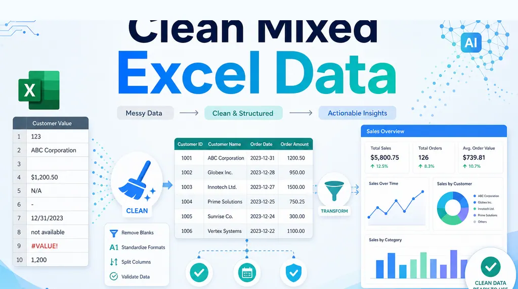 求和前如何清洗 Excel 列中的混合数据