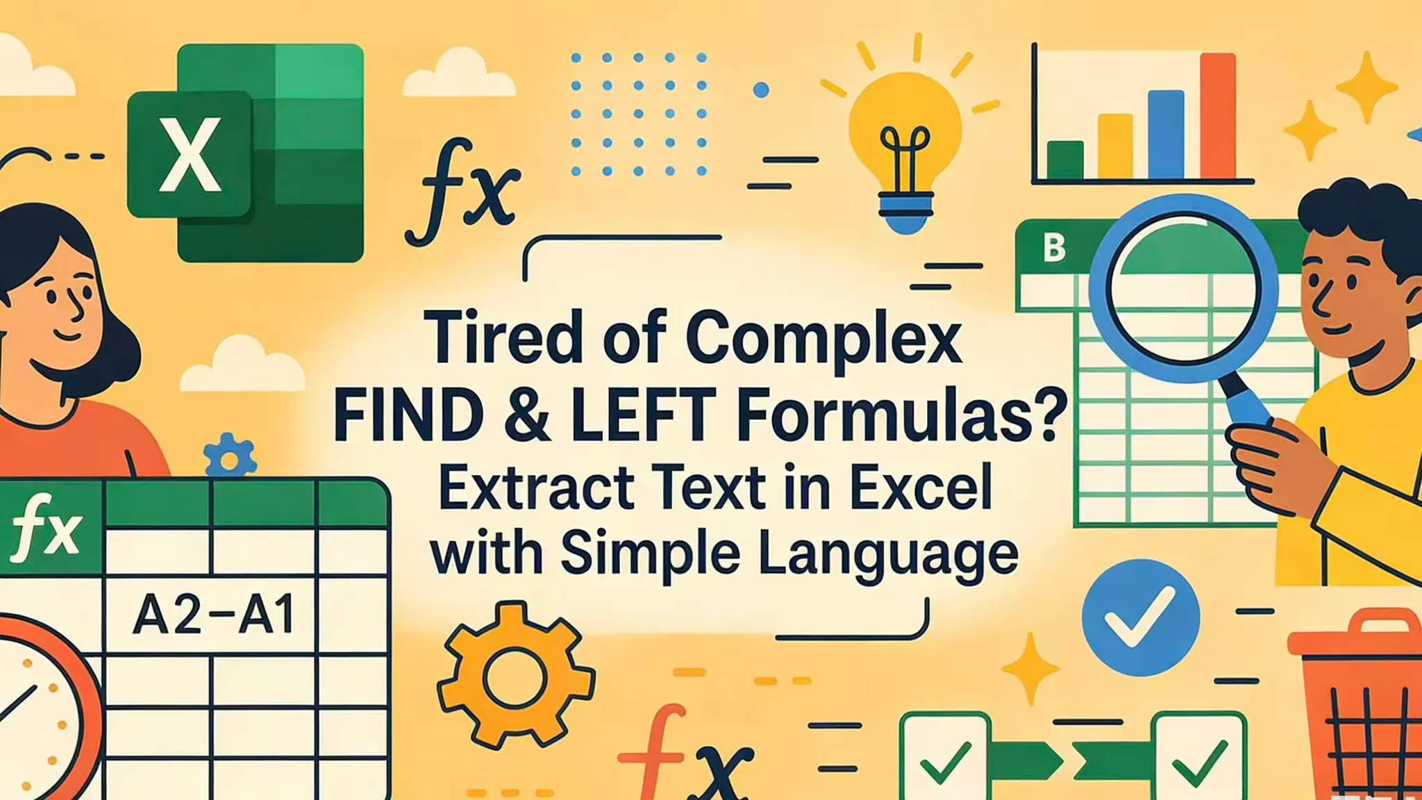 厌倦复杂的FIND和LEFT公式？用简单语言在匡优Excel中提取文本