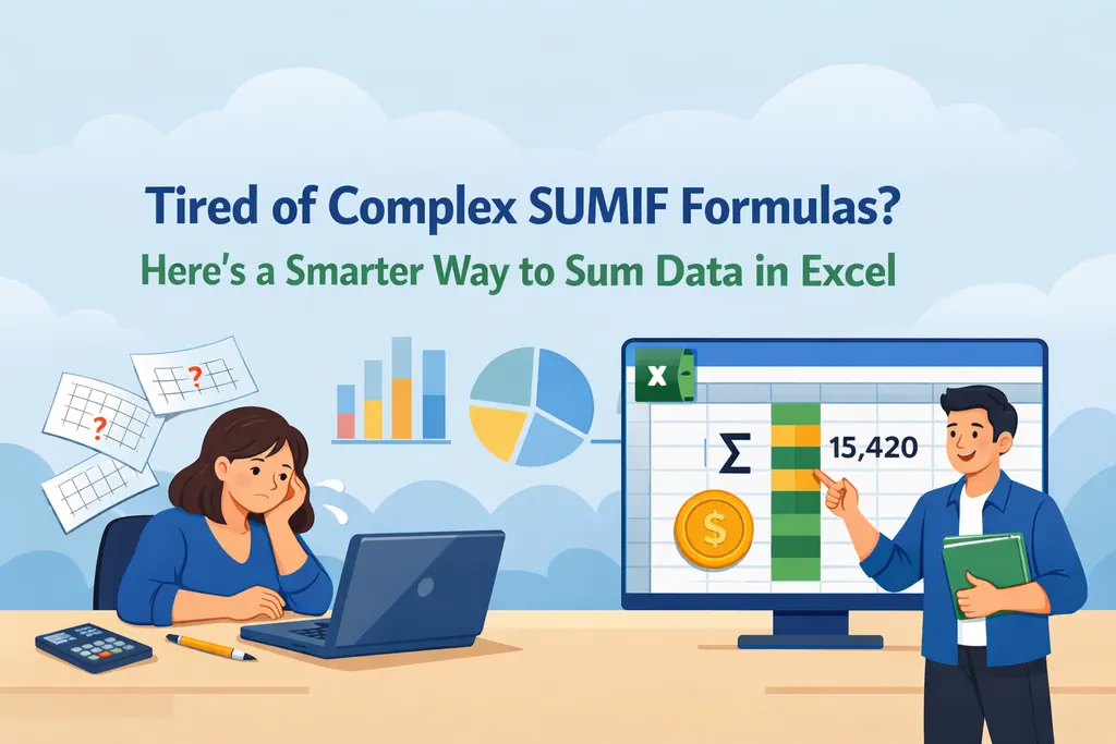 厌倦了复杂的 SUMIF 公式?试试这种更智能的 Excel 求和方式。 厌倦了复杂的 SUMIF 公式?试试这种更智能的 Excel 求和方式。