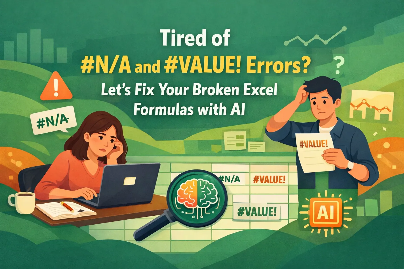 厌倦了 #N/A 和 #VALUE! 错误？用 AI 修复损坏的 Excel 公式