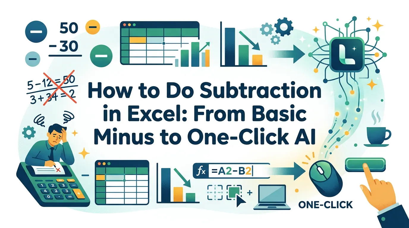 Excel 中的减法：从基础减号到一键 AI