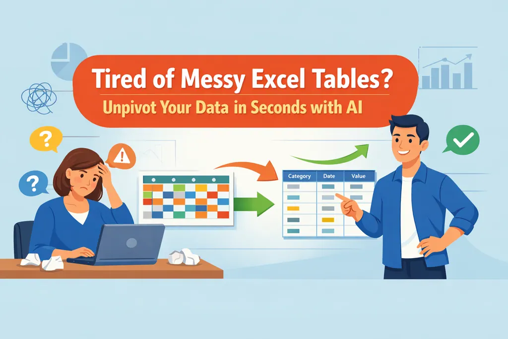 厌倦了混乱的 Excel 表格? 用人工智能秒内取消透视您的数据