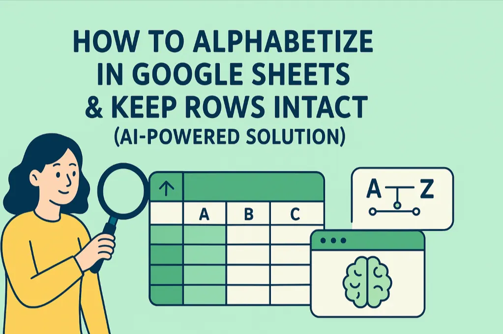 如何在 Google Sheets 中按字母排序并保持行数据完整（AI 驱动解决方案）