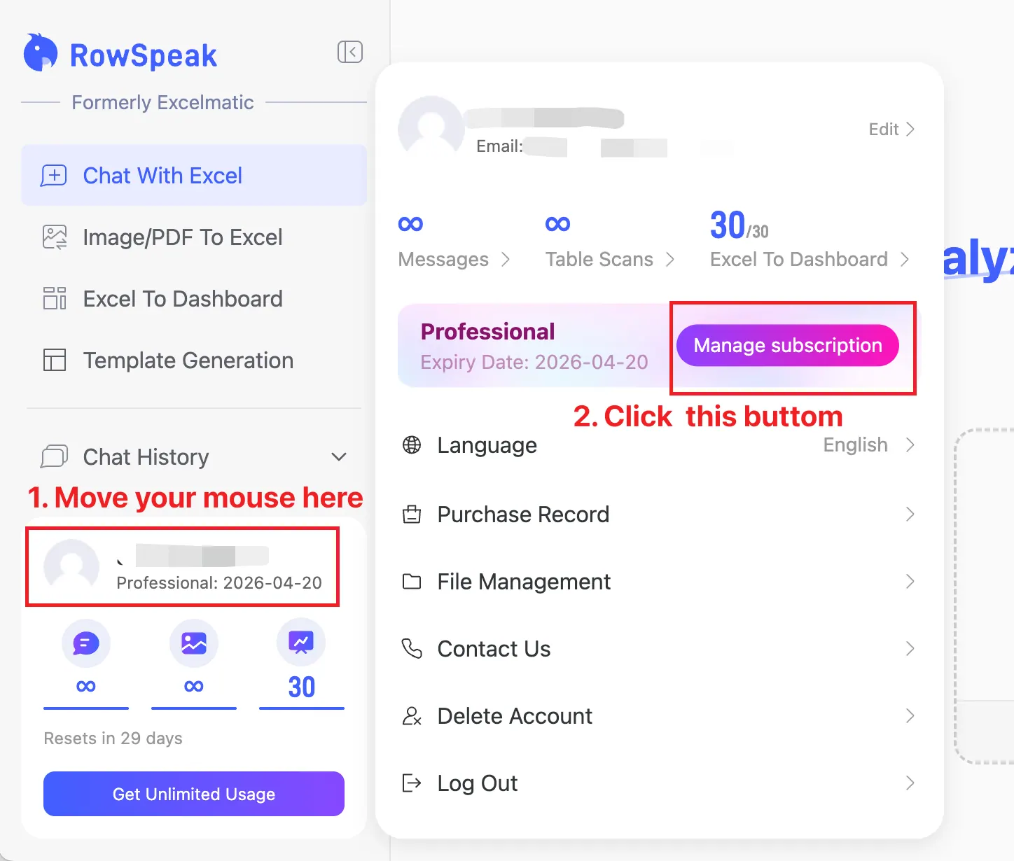 Manage Subscription