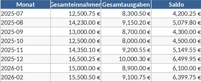 Einnahmen-Ausgaben-Rechner mit Transaktionslog Vorlage